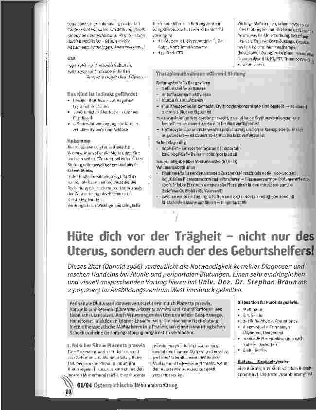 Vorschauseite 1: Hüte dich vor der Trägheit - nicht nur des Uterus, sondern auch der des Geburtshelfers!