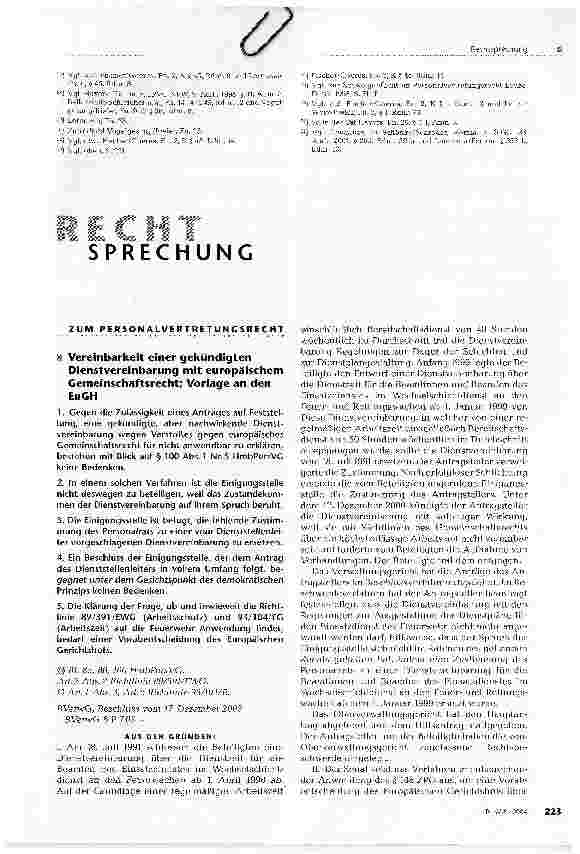Vorschauseite 1: RechtsprechungZ U M P E R S O N A L V E R T R E T U N C S R E C H T