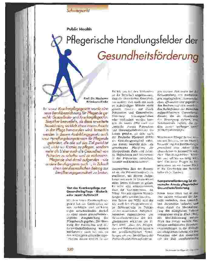 Vorschauseite 1: Pflegerische Handlungsfelder der Gesundheitsförderung Public Health