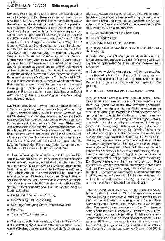 Vorschauseite 2: Risikomanagement - Sinn oder Unsinn?Einführung eines Risikomanagement-Systems im Caritas-WerkSt. Martin