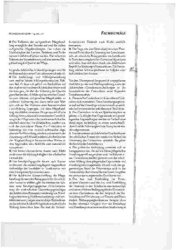 Vorschauseite 3: Fachbeiträge. Ein Curriculum für die Ausbildung in der Gesundheitsund Krankenpflege/ Gesundheitsund Kinderkrankenpflege