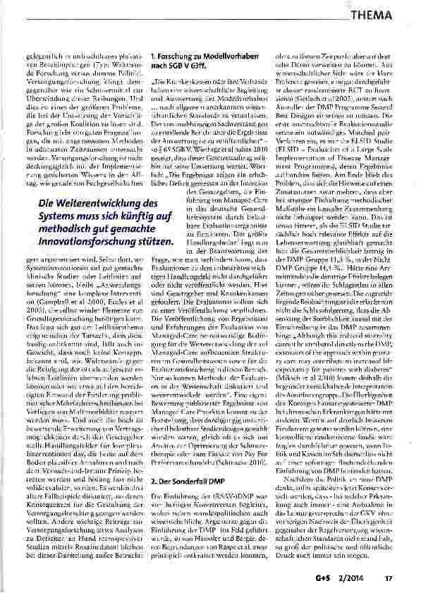 Vorschauseite 2: Forschung und Entwicklung: eine unverhoffte Chance für die GKV