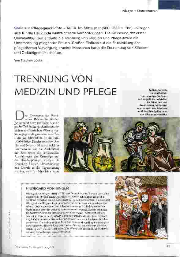 Vorschauseite 1: TRENNUNG VON MEDIZIN UND PFLEGE