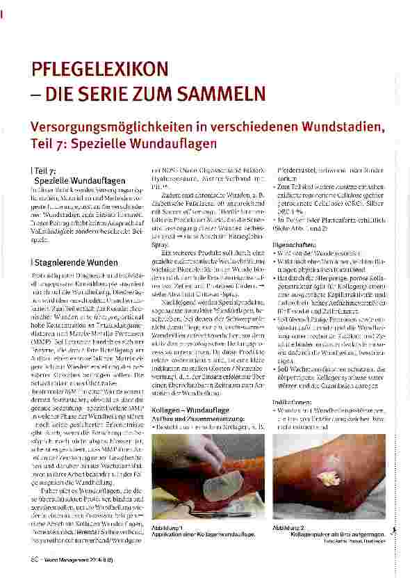 Vorschauseite 1: PFLEGELEXIKON-DIE SERIE ZUM SAMMELN Versorgungsmöglichkeiten in verschiedenen Wundstadien, Teil 7: Spezielle Wundauflagen