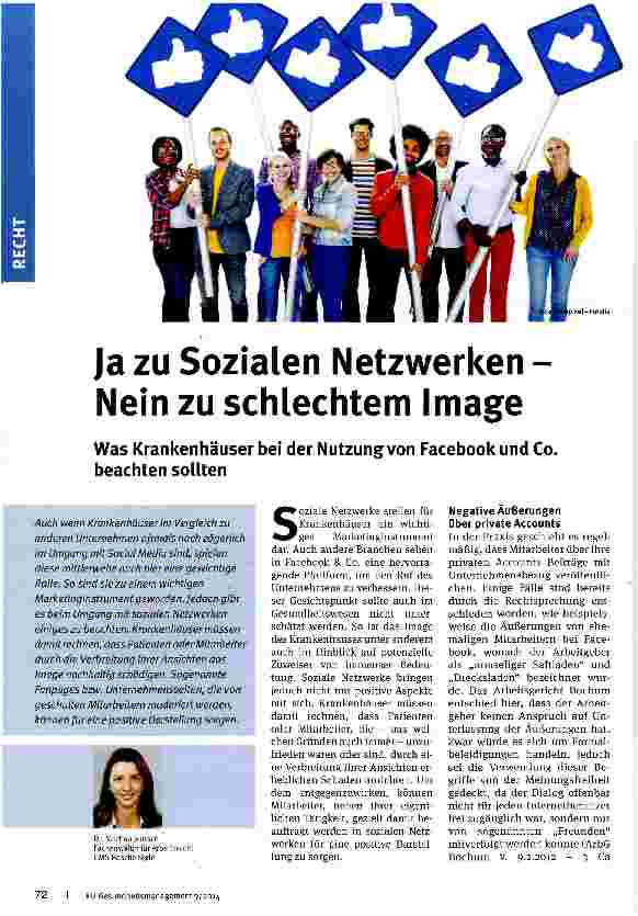 Vorschauseite 1: Ja zu Sozialen Netzwerken -Nein zu schlechtem Image