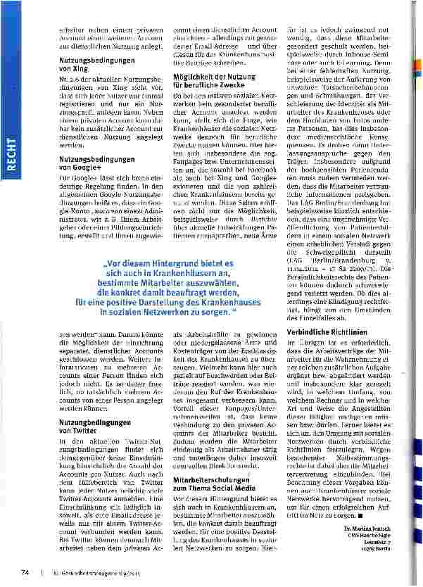 Vorschauseite 3: Ja zu Sozialen Netzwerken -Nein zu schlechtem Image