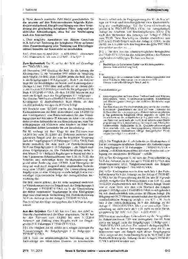 Vorschauseite 2: Eingruppierung der Leiterin einer Kindertages-stätte Nr. 9 desTVöD-BT-V/VKA § 56, Protokollerklärung Anhangs zu der Anlage C (VKA)