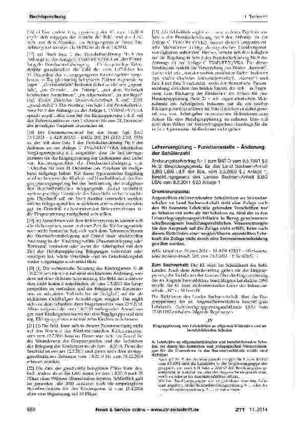 Vorschauseite 3: Eingruppierung der Leiterin einer Kindertages-stätte Nr. 9 desTVöD-BT-V/VKA § 56, Protokollerklärung Anhangs zu der Anlage C (VKA)