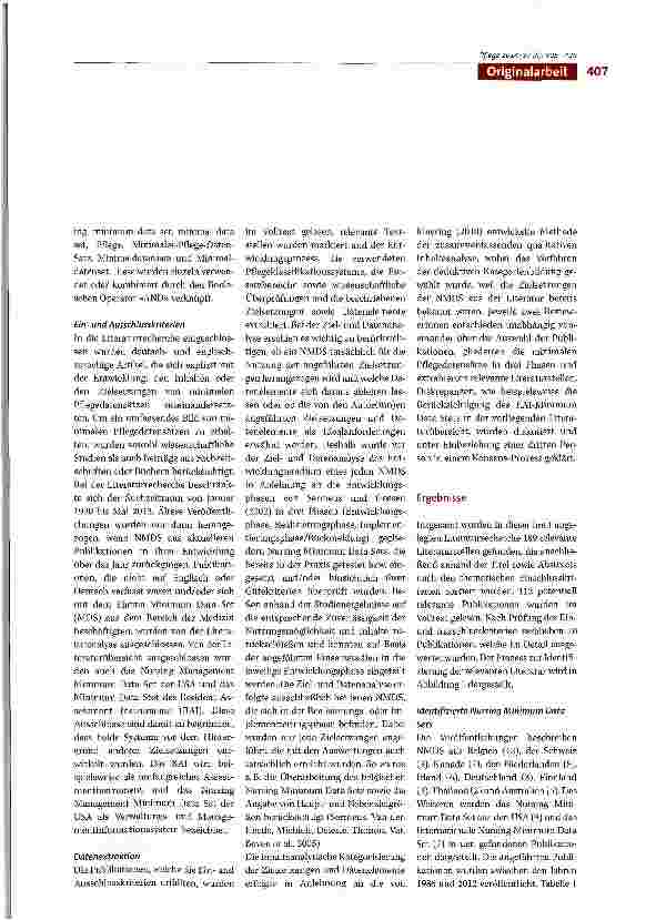 Vorschauseite 3: Nursing Minimum Data Sets (NMDS) - eine Literatur-übersicht bezüglich Zielsetzungen und Datenelementen
