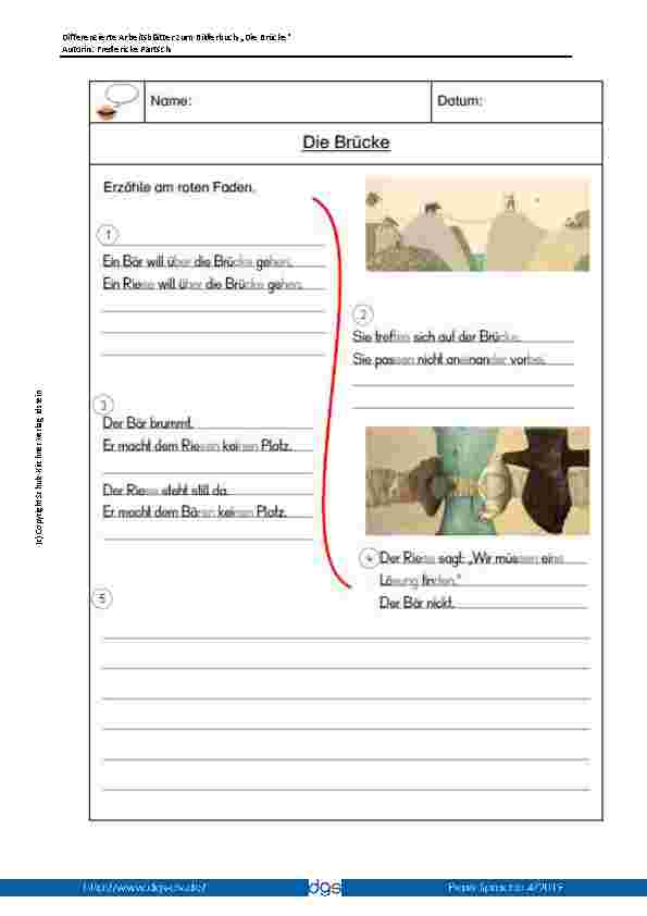 Vorschauseite 1: Differenzierte Arbeitsblätter zum Bilderbuch „Die Brücke“