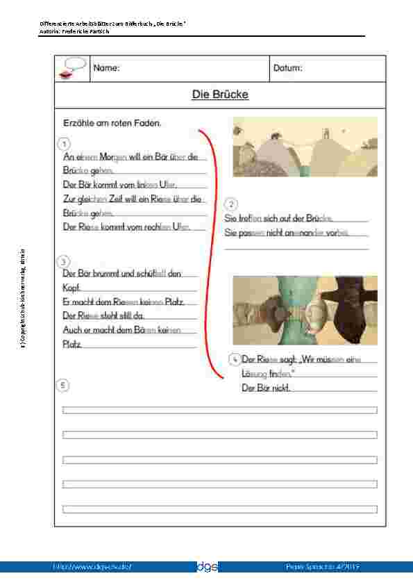 Vorschauseite 2: Differenzierte Arbeitsblätter zum Bilderbuch „Die Brücke“