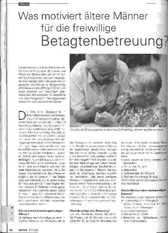 Vorschauseite 1: Was motiviert ältere Männer für die freiwillige Betagtenbetreuung?