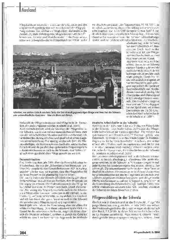 Vorschauseite 2: Eine Brücke in die Zukunft Pflege in Europa - Schweiz