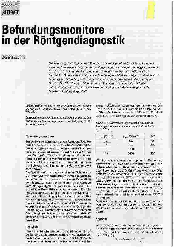 Vorschauseite 1: Befundungsmonitore in der Röntgendiagnostik