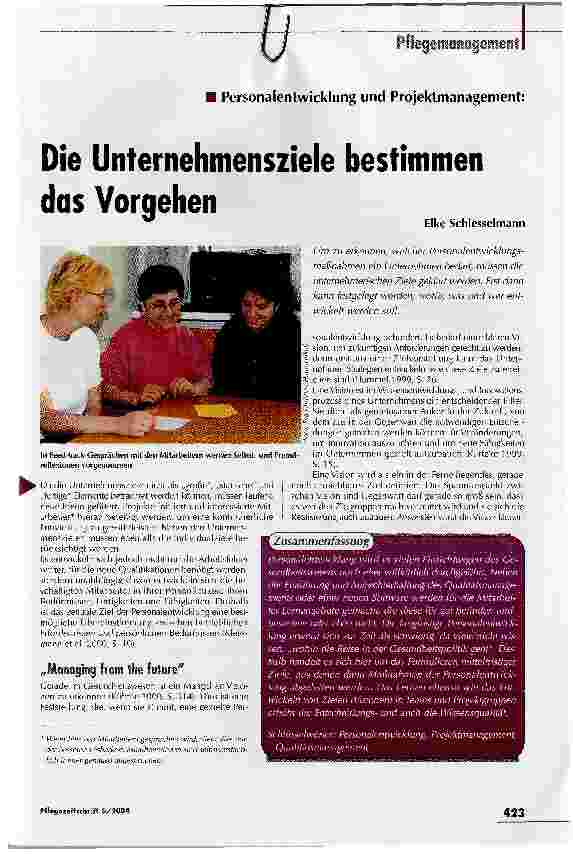 Vorschauseite 1: Die Unternehmensziele bestimmen das VorgehenPersonalentwicklung und Projektmanagement