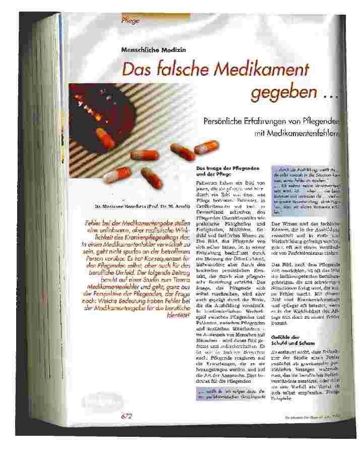 Vorschauseite 1: Das falsche Medikament gegeben - Persönliche Erfahrungen von Pflegenden mit Medikamentenfehlern