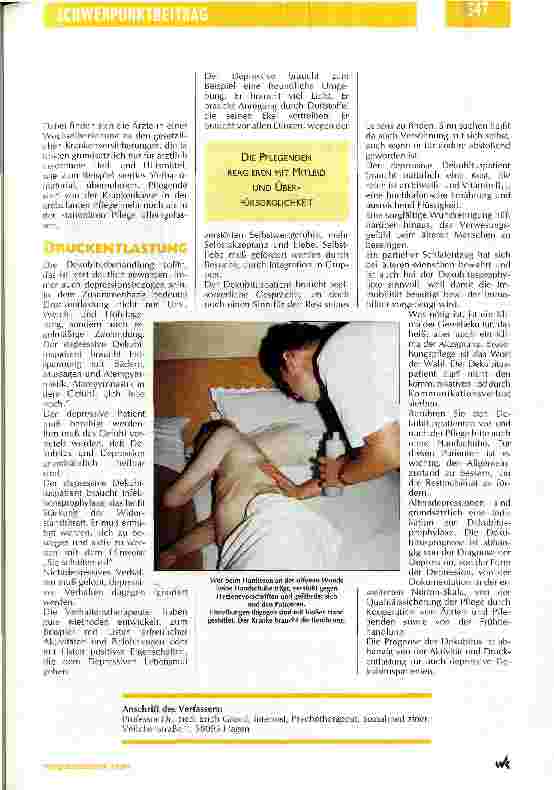 Vorschauseite 4: Dekubitus als Symptom einer Depression Die Prognose ist abhängig von der Form der Depression und ihrer Behandlung
