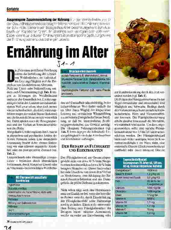 Vorschauseite 1: Ernährung im Alter Ausgewogene Zusammensetzung der Nahrung