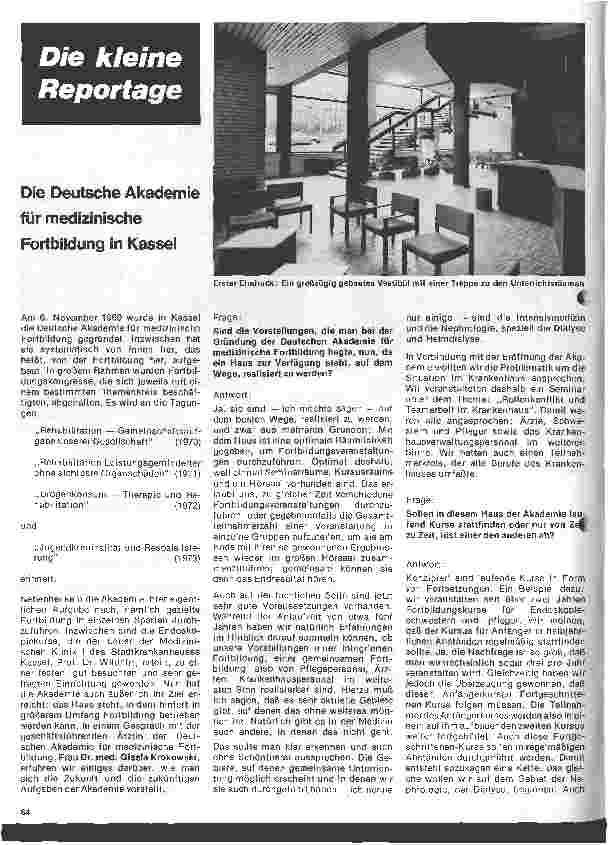 Vorschauseite 1: Die Deutsche Akademie für medizinische Fortbildung in Kassel Interview mit Gisela Krokowski