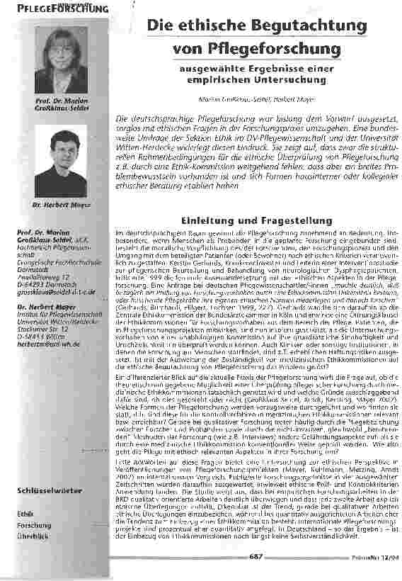 Vorschauseite 1: Die ethische Begutachtung von Pflegeforschung
