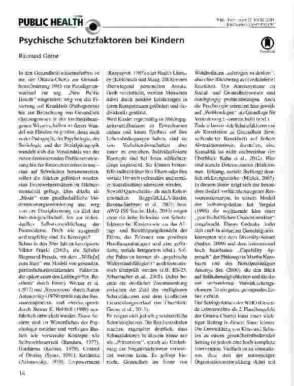 Vorschauseite 1: Psychische Schutzfaktoren bei Kindern
