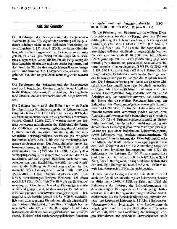 Vorschauseite 3: Direktversicherungsauszahlungen sind bei Beiträgen zu freiwilliger Krankenversicherung einzubeziehen