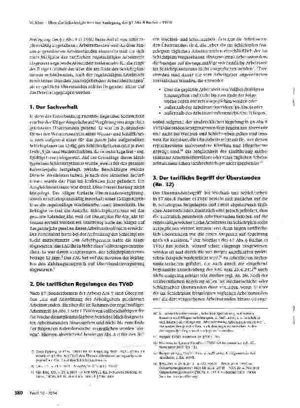 Vorschauseite 2: Über die Schwierigkeiten zur Auslegung des § 7 Abs. 8 Buchst, c TVöD