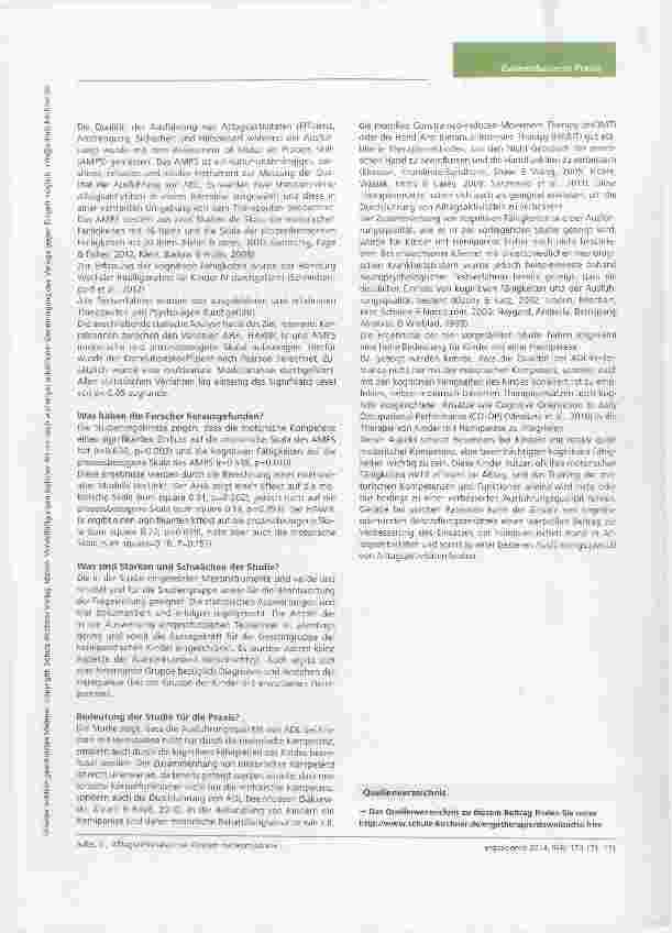 Vorschauseite 2: Nutzerfreundliche Studienzusammenfassung Alltagsaktivitäten bei Kindern mit Hemiparese: Einfluss von kognitiven Funktionen und motorischer Kompetenz auf die Qualität der Ausführung
