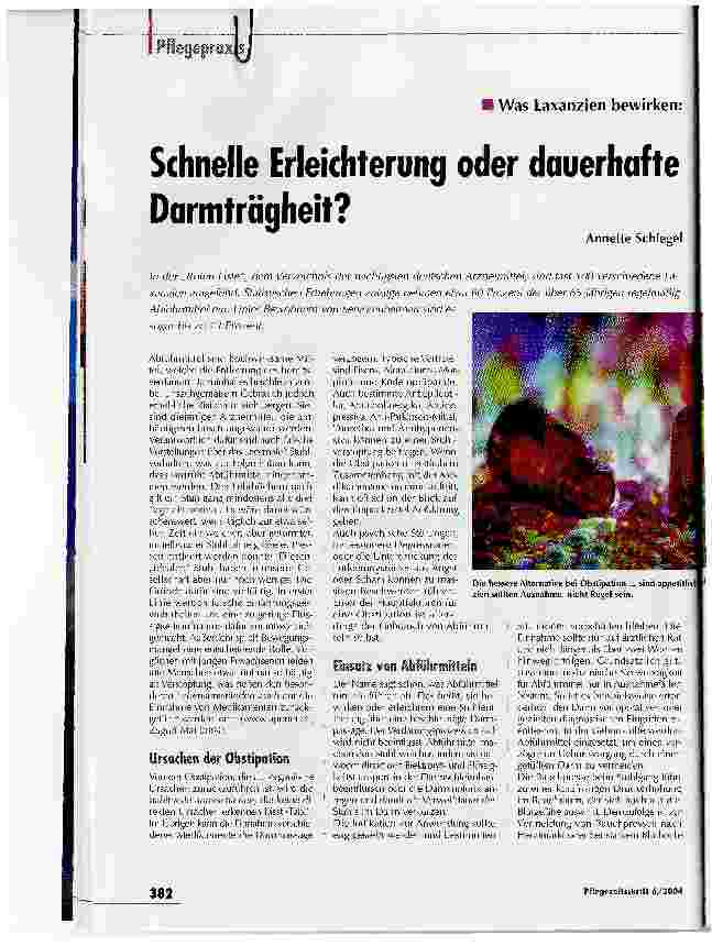 Vorschauseite 1: Schnelle Erleichterung oder dauerhafte Darmträgheit?Was Laxanzien bewirken
