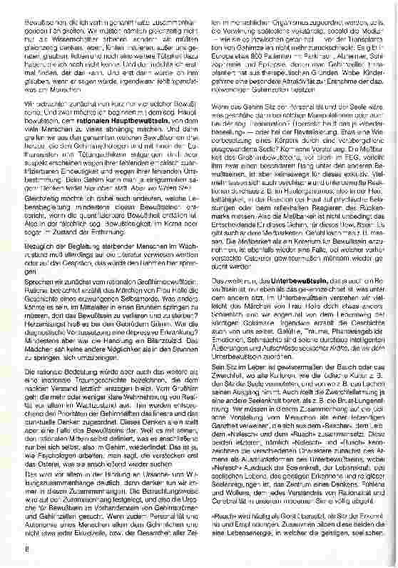 Vorschauseite 4: Die Bewußtseine des Menschen und unser Umgang mit Bewußtlosigkeit Vortrag, Jahrestagung 12.4.94 (gekürzt)