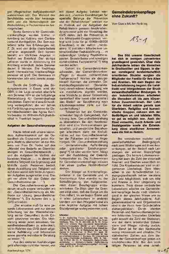 Vorschauseite 2: Gemeindepflege-Reform Zwei Diskussionsbeiträge