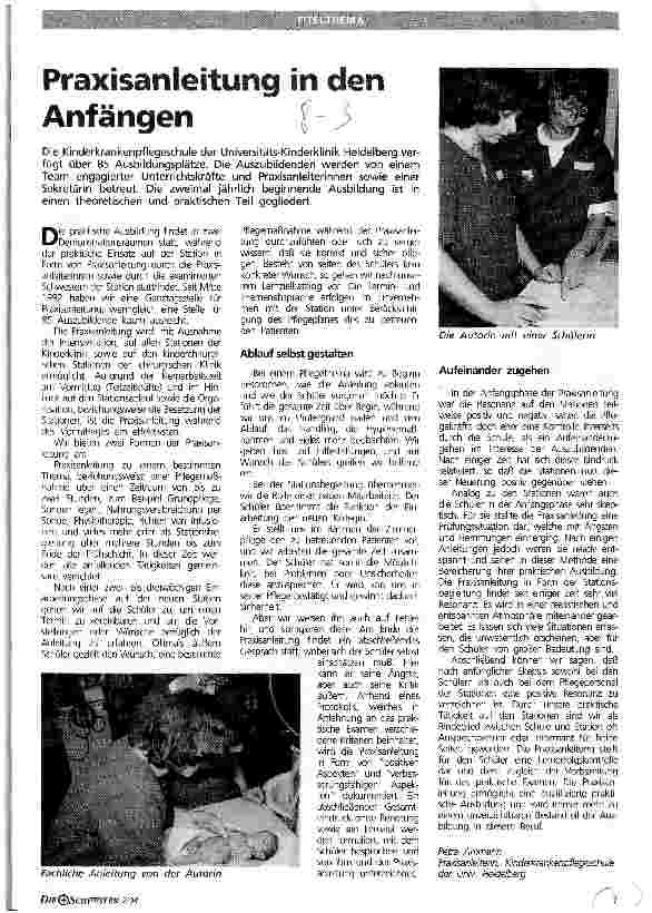 Vorschauseite 1: Praxisanleitung in den Anfängen