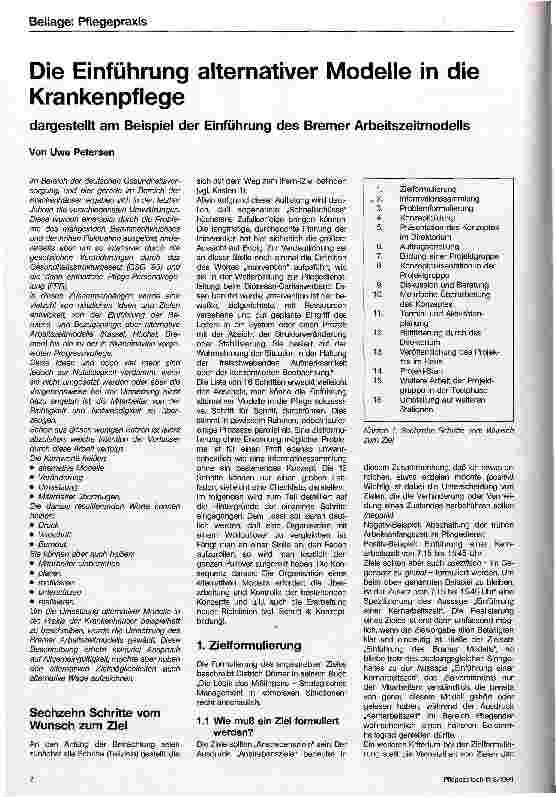 Vorschauseite 1: Die Einführung alternativer Modelle in die Krankenpflege dargestellt am Bsp. des Bremer Arbeitszeitmodells