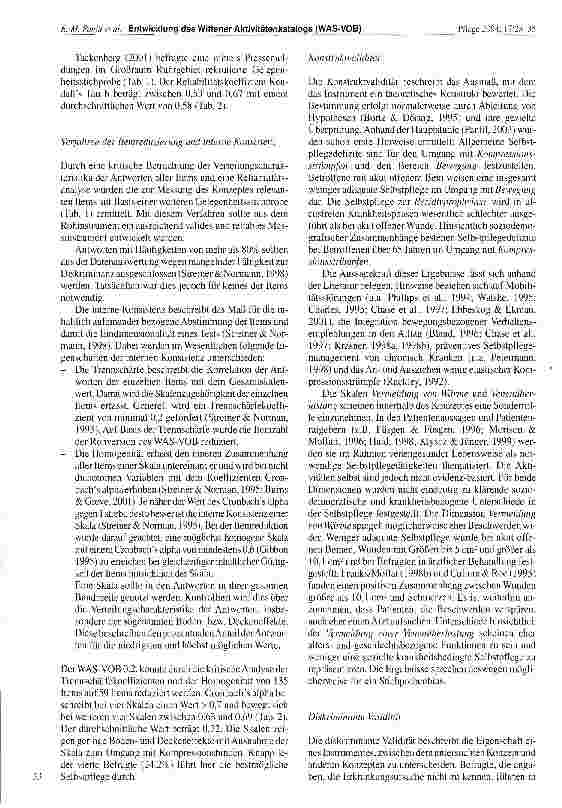 Vorschauseite 6: Entwicklung des Wittener Aktivitätenkatalogs der Selbstpflege bei venös bedingten offenen Beinen