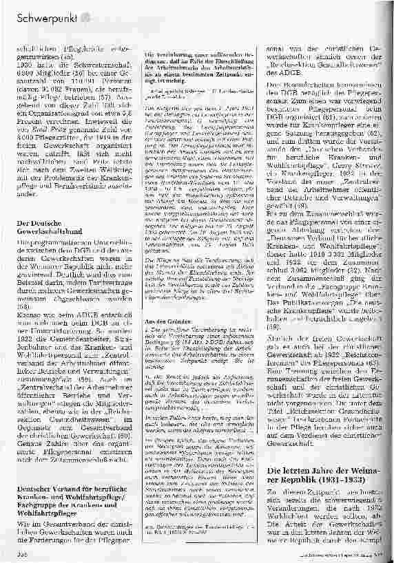 Vorschauseite 5: Die Pflege und ihre Gewerkschaften Aktivitäten bis 1945
