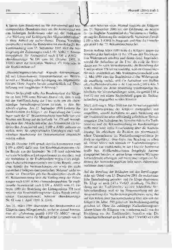 Vorschauseite 2: Aufnahme bzw. Streichung aus der sogenannten TraditionslisteBundesverwaltungsgericht, Urteil vom 20. November 2003 - 3C, 29.02