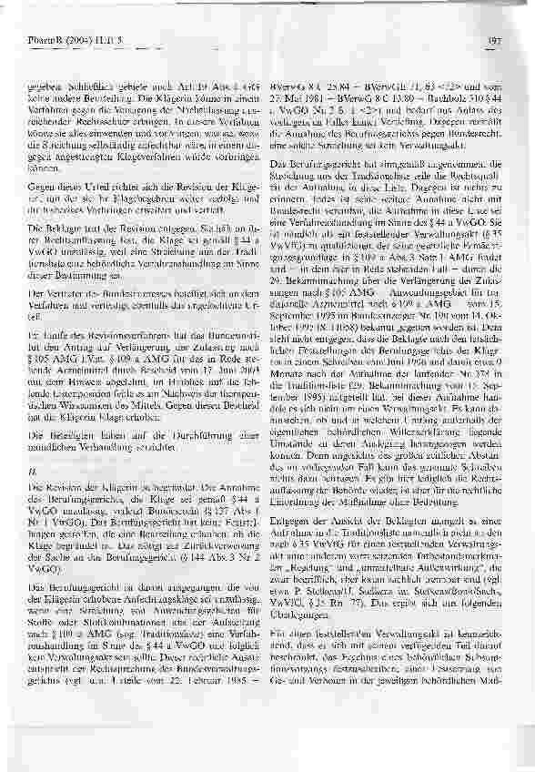Vorschauseite 3: Aufnahme bzw. Streichung aus der sogenannten TraditionslisteBundesverwaltungsgericht, Urteil vom 20. November 2003 - 3C, 29.02
