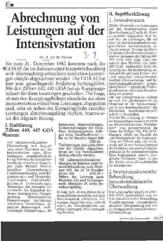Vorschauseite 1: Abrechnung von Leistungen auf der Intensivstation