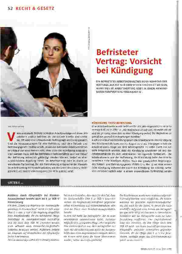Vorschauseite 1: Befristeter Vertrag: Vorsicht bei Kündigung