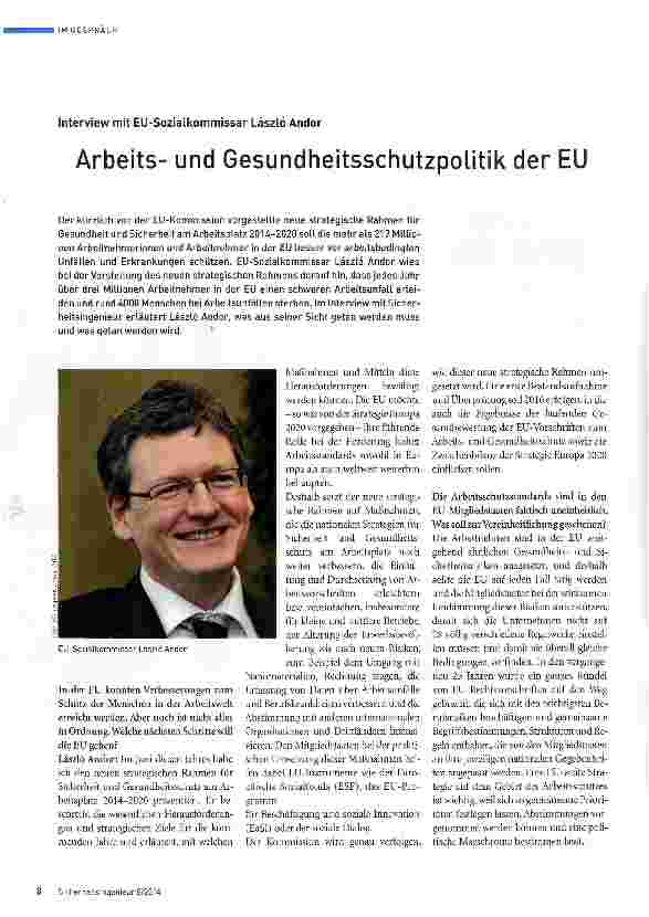 Vorschauseite 1: Arbeitsund Gesundheitsschutzpolitik der EU