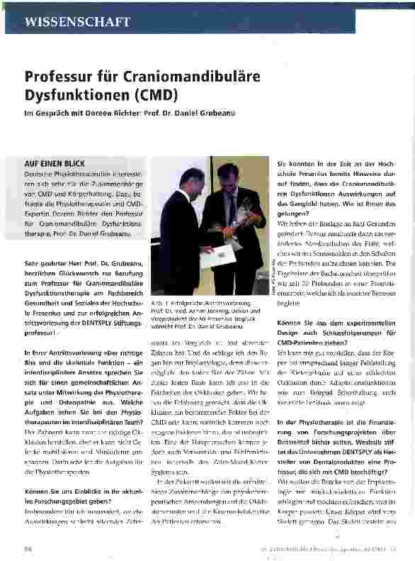 Vorschauseite 1: Professur für Craniomandibuläre Dysfunktionen (CMD)