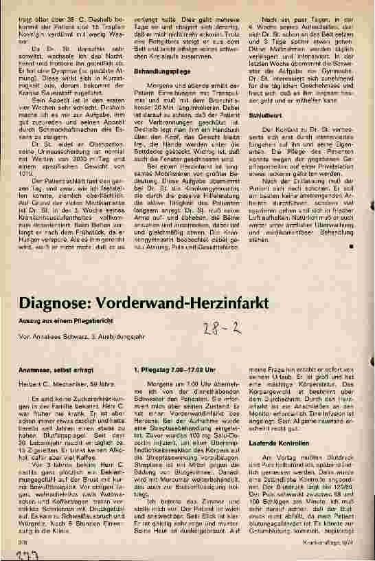 Vorschauseite 2: Pflegebericht: Herzinfarkt