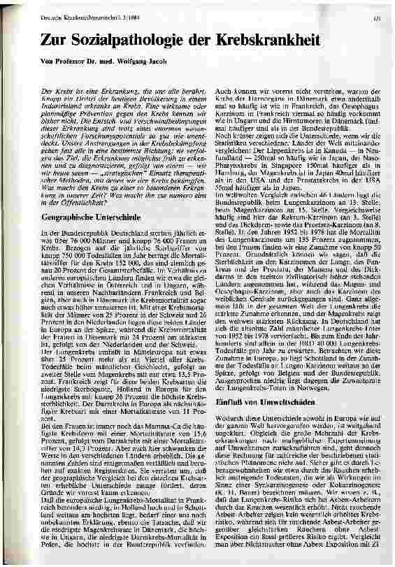 Vorschauseite 1: Zur Sozialpathologie der Krebskrankheit