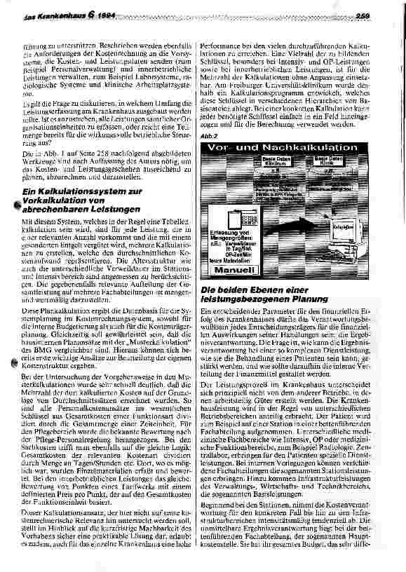Vorschauseite 2: Kostenträgerrechnung und interne Budgetierung ab 1995/96 Neue Formen der Kostenund Leistungsplanung