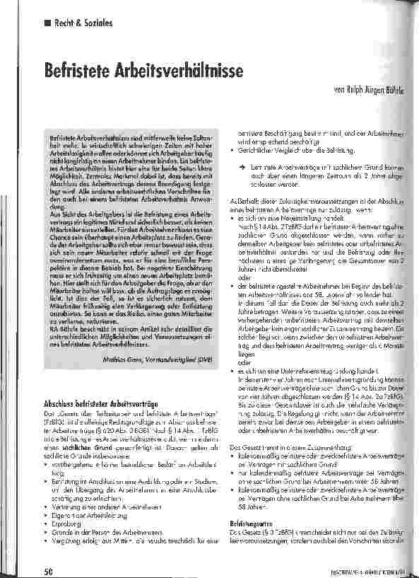 Vorschauseite 1: Befristete Arbeitsverhältnisse