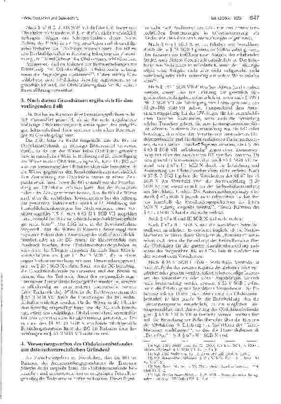 Vorschauseite 3: Obduktion und Datenschutz - Zugleich Anmerkungen zu dem Urteil des LSG NRW vom 6. 8. 2003, AZ.: L 17 U 245/02 -