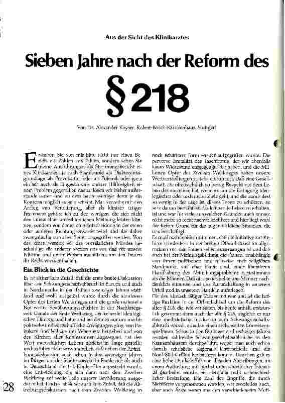 Vorschauseite 1: Sieben Jahre nach der Reform des Paragraphen 218