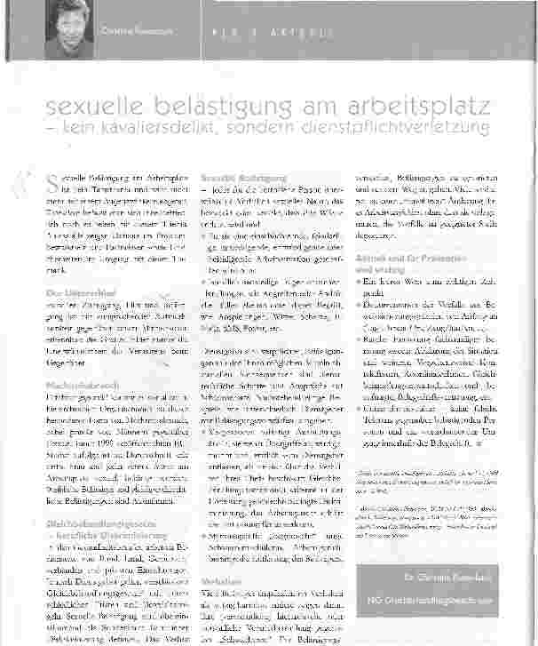 Vorschauseite 1: sexuelle belästigung am arbeitsplatzkein kavaliersdelikt, sondern dienstpflichtverletzung