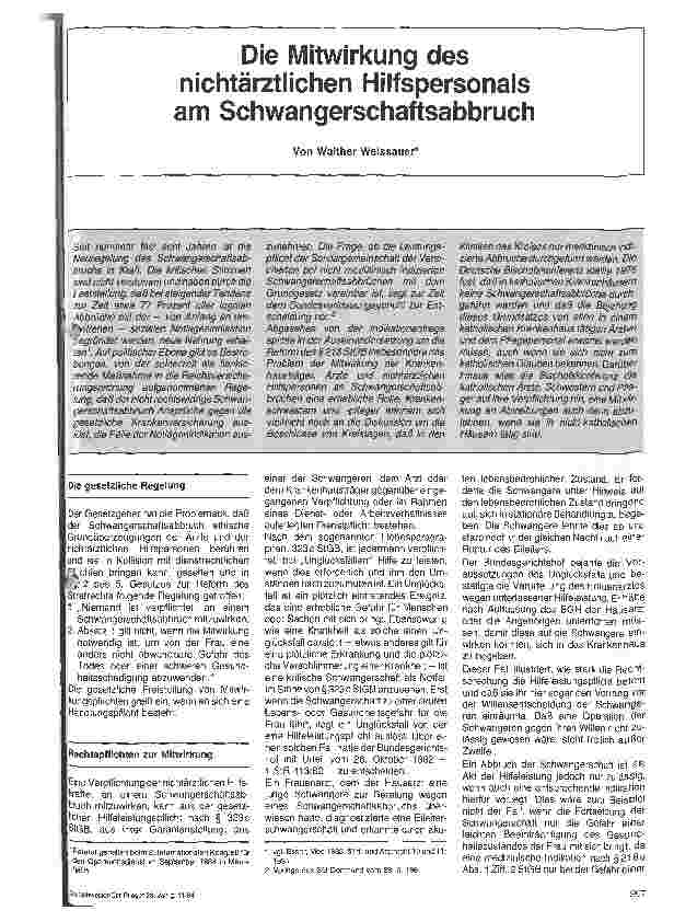 Vorschauseite 1: Das Mitwirken des nichtärztlichen Hilfspersonals am Schwangerschaftsabbruch