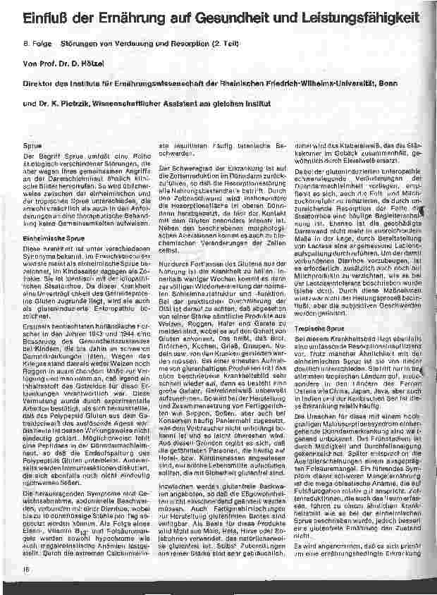 Vorschauseite 1: Einfluß der Ernährung auf Gesundheit und Leistungsfähigkeit 8. Folge: Störung von Verdauung und Resorption (2. Teil)